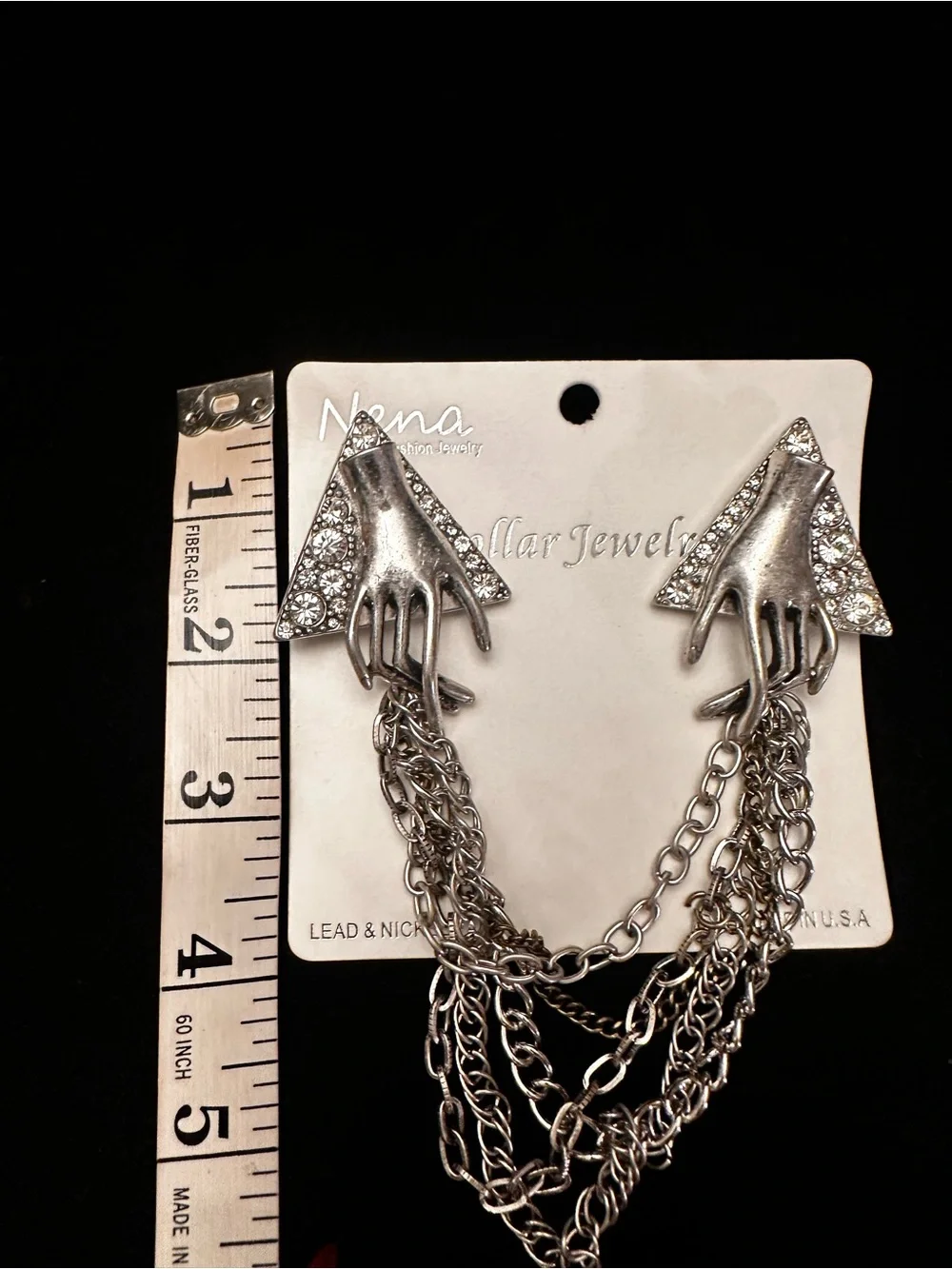 Victorian NWT Silver Skeleton hands Brooch/Collar/sweater Pin